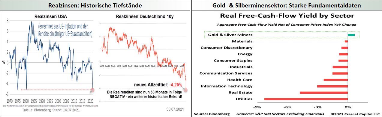 Realzinsen - Gold- u. Silberminensektor - Fundamentaldaten
