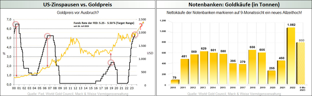 US-Zinspausen vs. Gold_Notenbanken-Goldkäufe